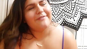 Horny BBW babe giving head in POV