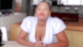 HUGE NATURAL TITS Ebony Sloppy Throat Fucked Rough In Amateur Casting